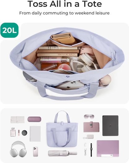 BAGSMART Tote Bag for Women, Foldable Tote Bag With Zipper Travel Shoulder Bag Handbag for Work