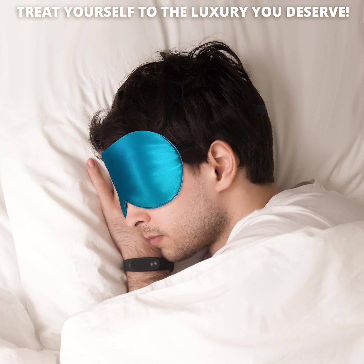 Sleep Mask, Silk Eye Mask for Sleeping with Adjustable Strap, Satin Blackout Sleeping Eye Mask for Men&Women, Comfortable Blindfold Eyeshade for Night Sleep(Black)