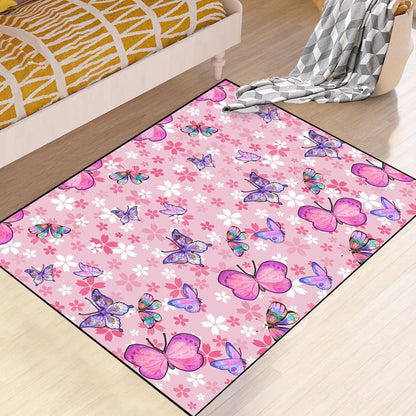 Black Girl Area Rug for Bedroom African Black Girls Floor Rugs for Living Room Playroom Cartoon Art Home Decor Soft Yoga Mats for Women Afro Purple 47" x 31" (2.7 x 3 Feet)