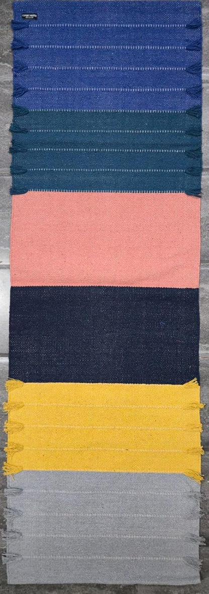 Indian Handmade100 % Organic Anti Skid Multi Colour Cotton Yoga Mat - Eco-Friendly Hand-Woven Rug - Non-Slip & Thick (24”x72”x5mm) for Hot yoga & Everyday Fitness at Home - Comfortable & Foldable Extra-Long Mat