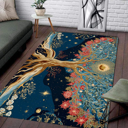 Tree of Life Area Rug – Bohemian Mandala Carpet for Living Room, Bedroom, Meditation Space, Yoga, Spiritual Home Décor – Large Soft Floor Mat for Indoor Decoration (TOL08)