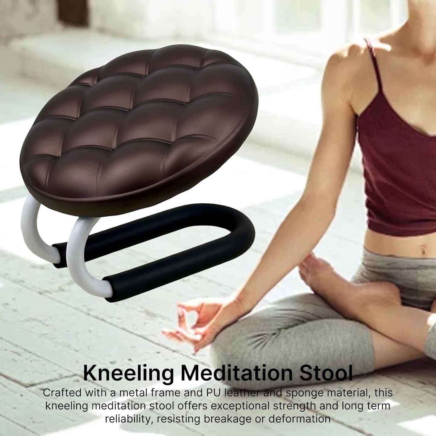 Meditation Bench,Kneeling Stool Thick Cushion Prayer Seiza Chair Adjustable Height for Praying Yoga Zen Practice Mindfulness, Deep Red
