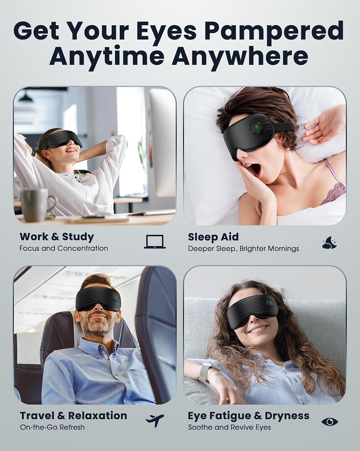 Heated Eye Mask - Cordless Eye Mask for Dry Eyes, FSA-HSA Eligible, Eye Relief, Improved Sleep, Washable Eye Heating pad for Travel and with Replaceable Shell