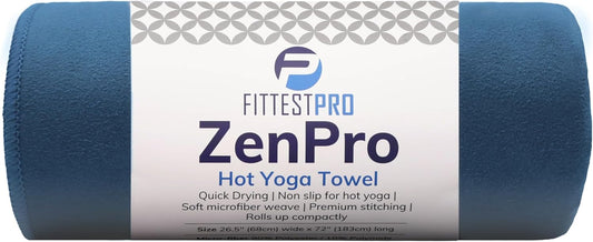 Fittest Pro Non-Slip Hot Yoga Towel with Super-Absorbent Soft Suede Microfiber in Many Colors, for Bikram Pilates and Yoga Mats. (72.00 x 26.50) Frosted Blue