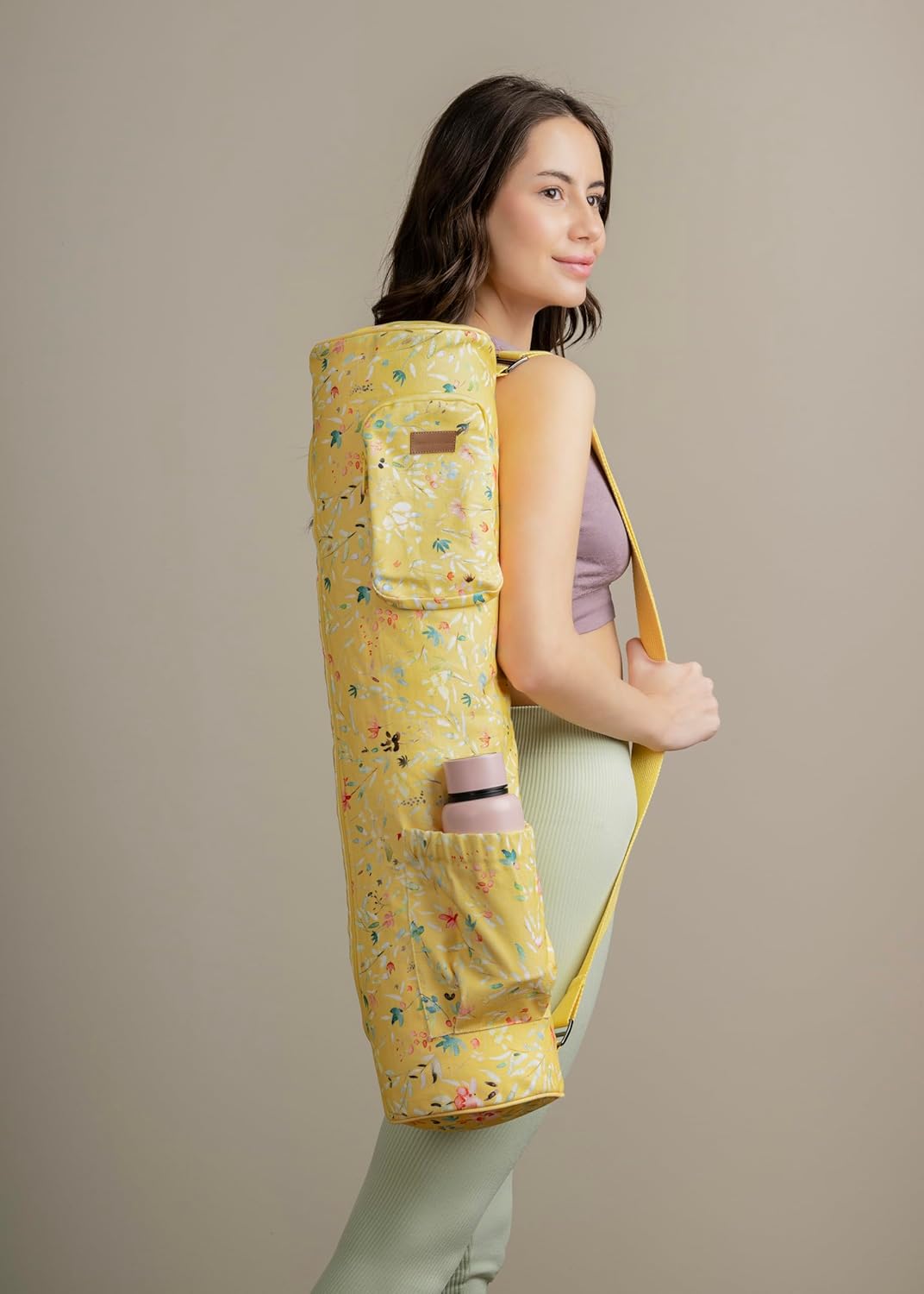 Maison d' Hermine Yoga Mat bag, Cylindrical bag for Woman&Men, yoga mat Bag &Adjustable shoulder straps Yoga Mat Carrier Bag with Drawstring Water Bottle Pocket and zipper pocket Easter Gifts