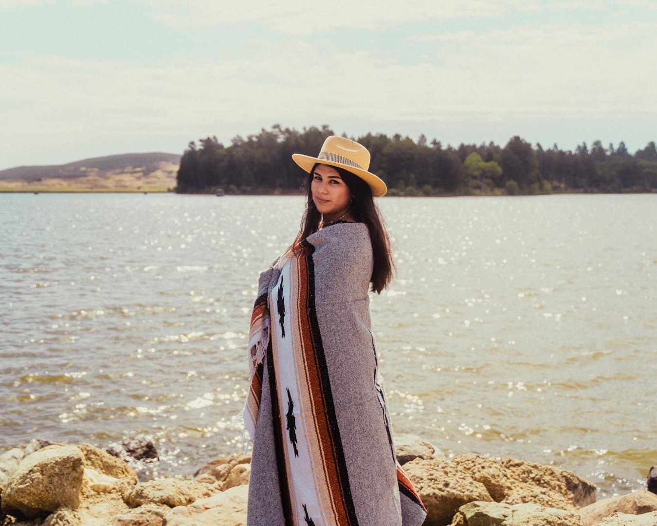 Open Road Goods Mexican Diamond Blanket - XL Heavyweight Yoga Blanket – Handmade in Mexico - Thick Boho Serape Saltillo Style Throw for Beach, Picnic, Home, Camping and More! (Harvest Moon)