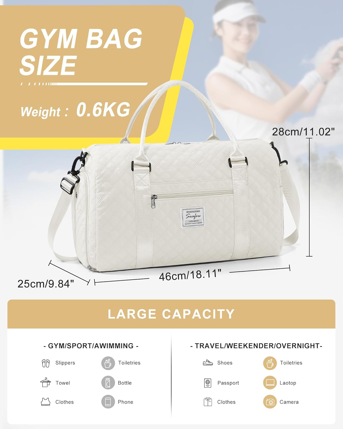 Gym Bag Womens Mens with Shoes Compartment and Wet Pocket Travel Duffel Bag for Women for Plane Sport Gym Tote Bags Swimming Yoga Waterproof Weekend Overnight Carry on Bag Hospital Holdalls - Colors A