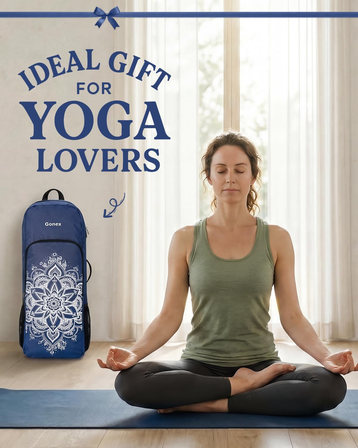Gonex Yoga Mat Bag, 2 Carry Ways Yoga Backpack with Wet Compartment Metal Zippers for Women Men, Large Capacity Yoga Mat Carrier for Yoga, Gym, Travel