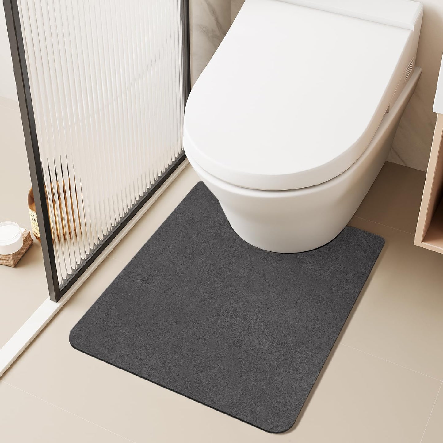 TYUU Bath Mat, Bathroom Rugs Non Slip Washable Thin Absorbent Quick Dry Bath Mat Fits Under Door Bathroom Floor Mat Perfect for Bath, Shower, or Sink 24"x36" Dark Grey