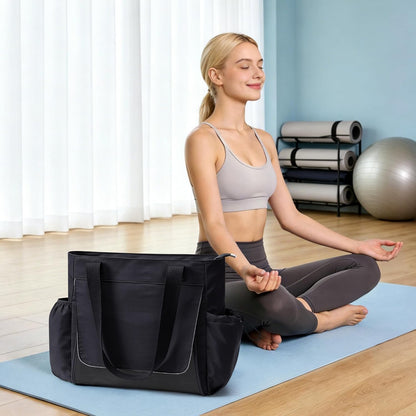WLLWOO Gym Tote Bag Thick Yoga Mat Bag with Breathable Mesh Holder Carryall Waterproof Wet Pocket For Pilates Travel Beach Workout Women