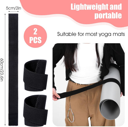 Yolev 2 Pcs Yoga Mat Straps Heavy Duty Bungee Straps Band Adjustable Stretchable Yoga Strap for Mat Workout Exercise Pilates Storage