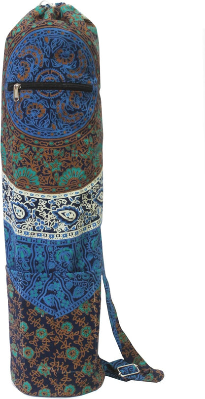 INDIAN CRAFT CASTLE ICC Yoga Mat Bag Carrier Full-Zip Exercise Yoga Mat Carry Bag for Women Men with Multi-Functional Storage Pockets and Adjustable Shoulder Strap 26X6 Inches