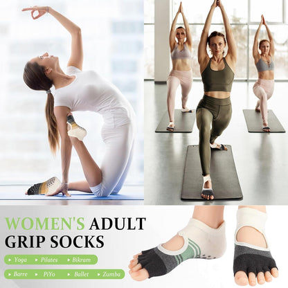 Pilates Socks with Grips for Women,Yoga Socks, Non-Slip Yoga Sock with Toe Separators, Pilates Non Slip Sock