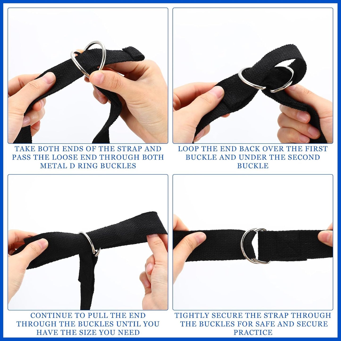 Leyndo Yoga Strap Stretching Pilates Exercise Adjustable Straps 6 ft Non Elastic Yoga Belt with Adjustable D Ring Buckle for Pilates Gym Workouts Fitness