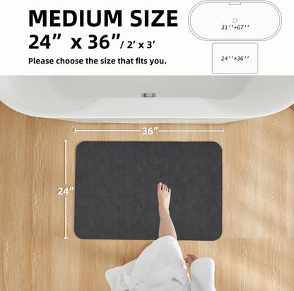 TYUU Bath Mat, Bathroom Rugs Non Slip Washable Thin Absorbent Quick Dry Bath Mat Fits Under Door Bathroom Floor Mat Perfect for Bath, Shower, or Sink 24"x36" Dark Grey