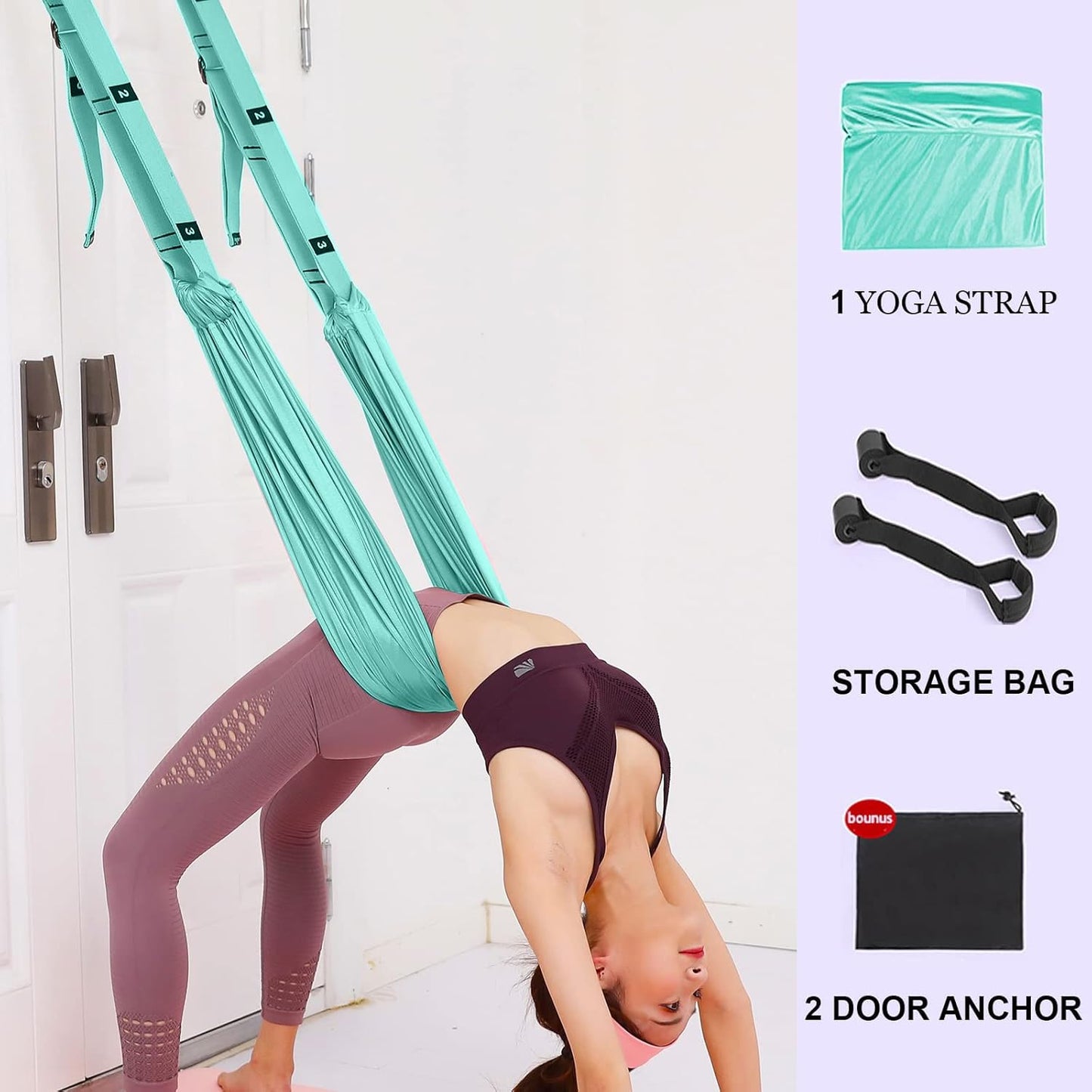 Tchrules Leg Stretcher Strap, Backbend Training Belt with Door Anchor, Flexibility Trainer Stretching Equipment Assist Stretch Strap for Fitness Gymnastics Dance Aerial Yoga Ballet