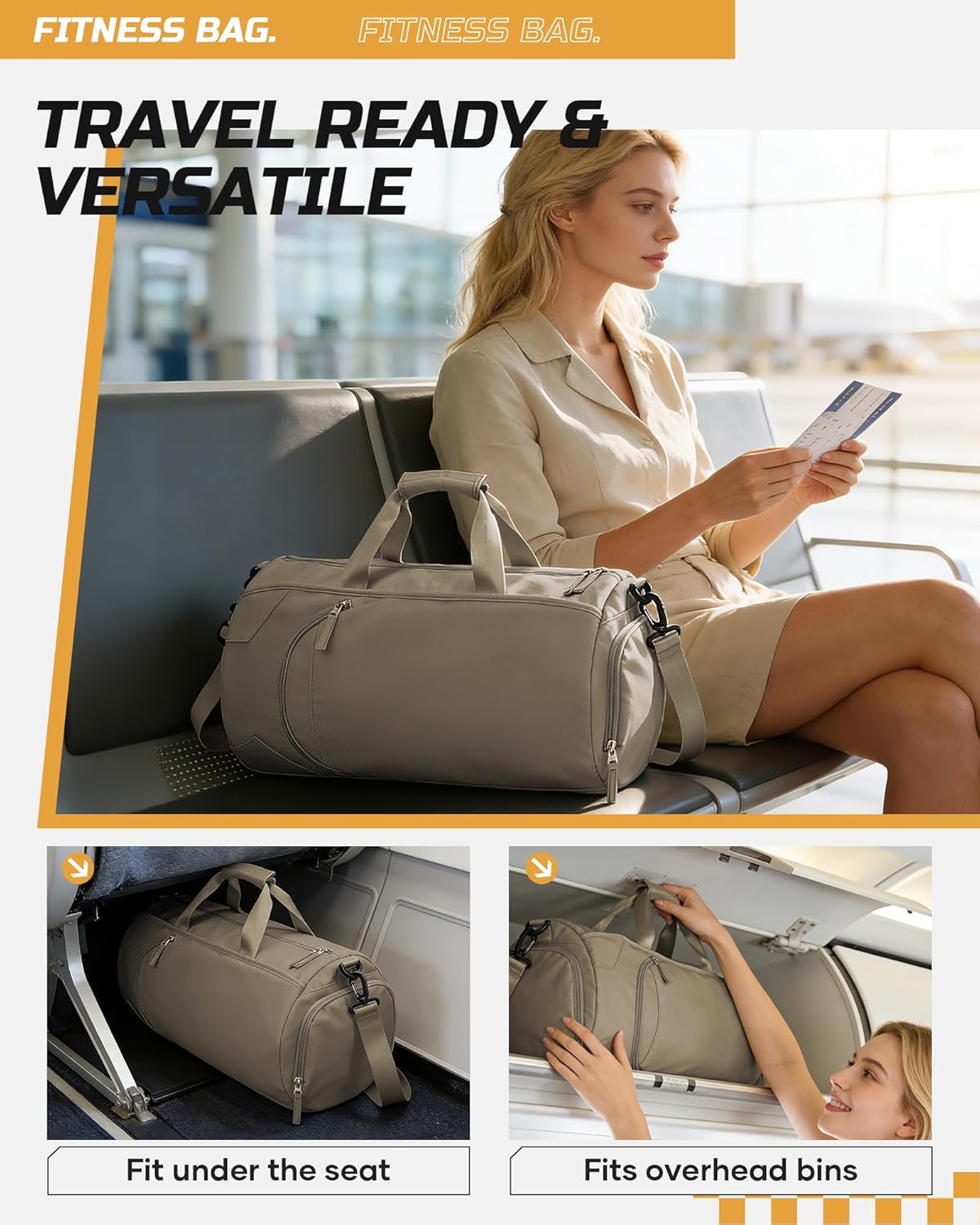 Gym Bag Womens Mens with Shoes Compartment and Wet Pocket Travel Duffel Bag for Women for Plane Sport Gym Tote Bags Swimming Yoga Waterproof Weekend Overnight Carry on Bag Hospital Holdalls - Colors B