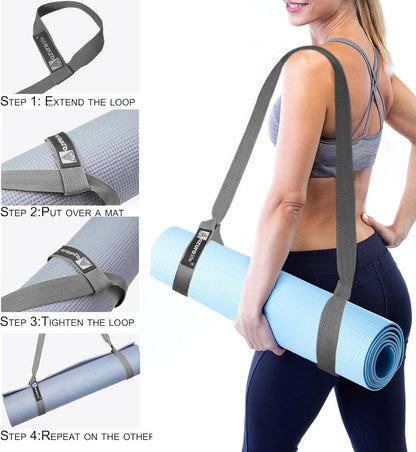 A AZURELIFE [MAT NOT Included] Yoga Mat Sling, Yoga Mat Straps for Carrying, Easy-Cinch Yoga Mat Holder Strap