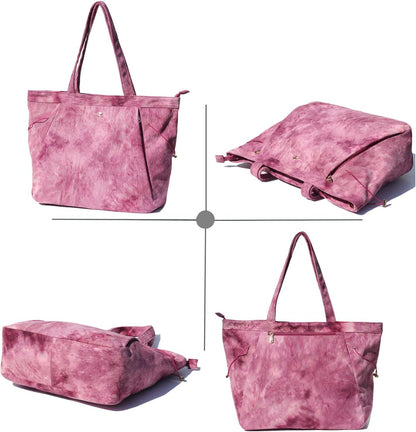 ESVAN Corduroy Yoga Tote Bag Gifts for Women Drawstring Yoga Mat Bag for Office Workout Travel Carryall Pilates Gym