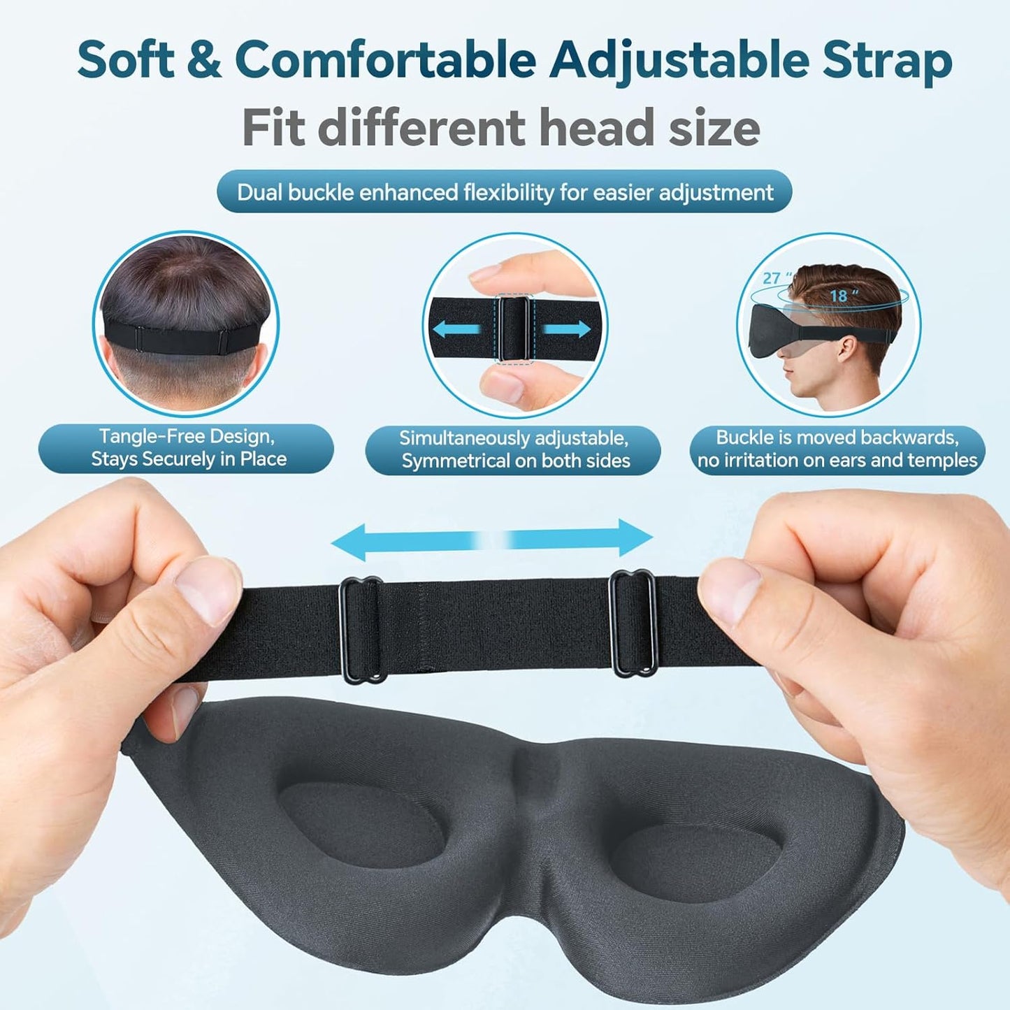 ZGGCD Sleep Mask for Side Sleeper, Light Blocking Sleeping Eye Mask for Women Men, 3D Contoured Cup Night Blindfold, Luxury Eye Cover Eyeshade with Adjustable Strap for Travel, Nap, Black