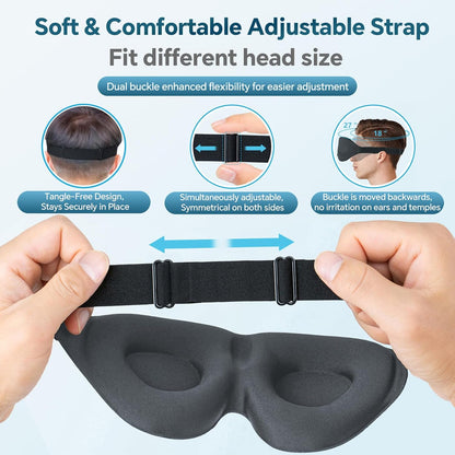ZGGCD Sleep Mask for Side Sleeper, Light Blocking Sleeping Eye Mask for Women Men, 3D Contoured Cup Night Blindfold, Luxury Eye Cover Eyeshade with Adjustable Strap for Travel, Nap, Black