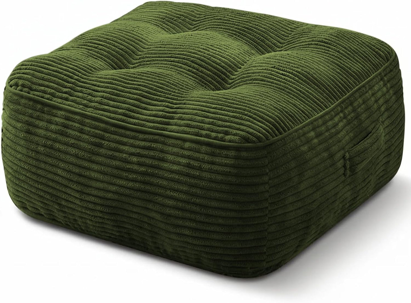 11" Thick Washable Floor Pillow for Adults, Yoga & Meditation Cushion with Handle, Square Large Pillows Seating with Removable Tufted Corduroy Cover for Tatami Living Room Board Games, Blind Shape