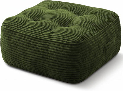 11" Thick Washable Floor Pillow for Adults, Yoga & Meditation Cushion with Handle, Square Large Pillows Seating with Removable Tufted Corduroy Cover for Tatami Living Room Board Games, Blind Shape