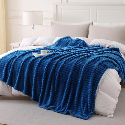 Khaki Throw Blanket for Couch Sofa 50x60 inches Striped Fleece Blankets Room Home Decor Lightweight Plush Soft Cozy Gifts for Women Mom Girls