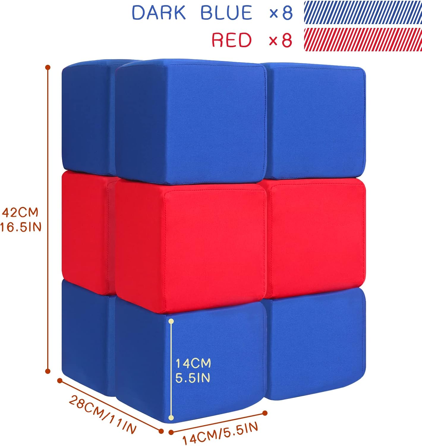Foam Blocks for Toddlers 1-3, 12 PCS 5.5 inch Foam Soft Cubes for Kids, Colourful Building Blocks, Stacking Block Sets, Throwing Toys