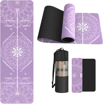 FOLAI Extra Thick Yoga Mat 6mm，pilates mat thick - Non-Slip Exercise Mat for HIIT, Pilates & Home Workouts & Workout with Free Carry Strap