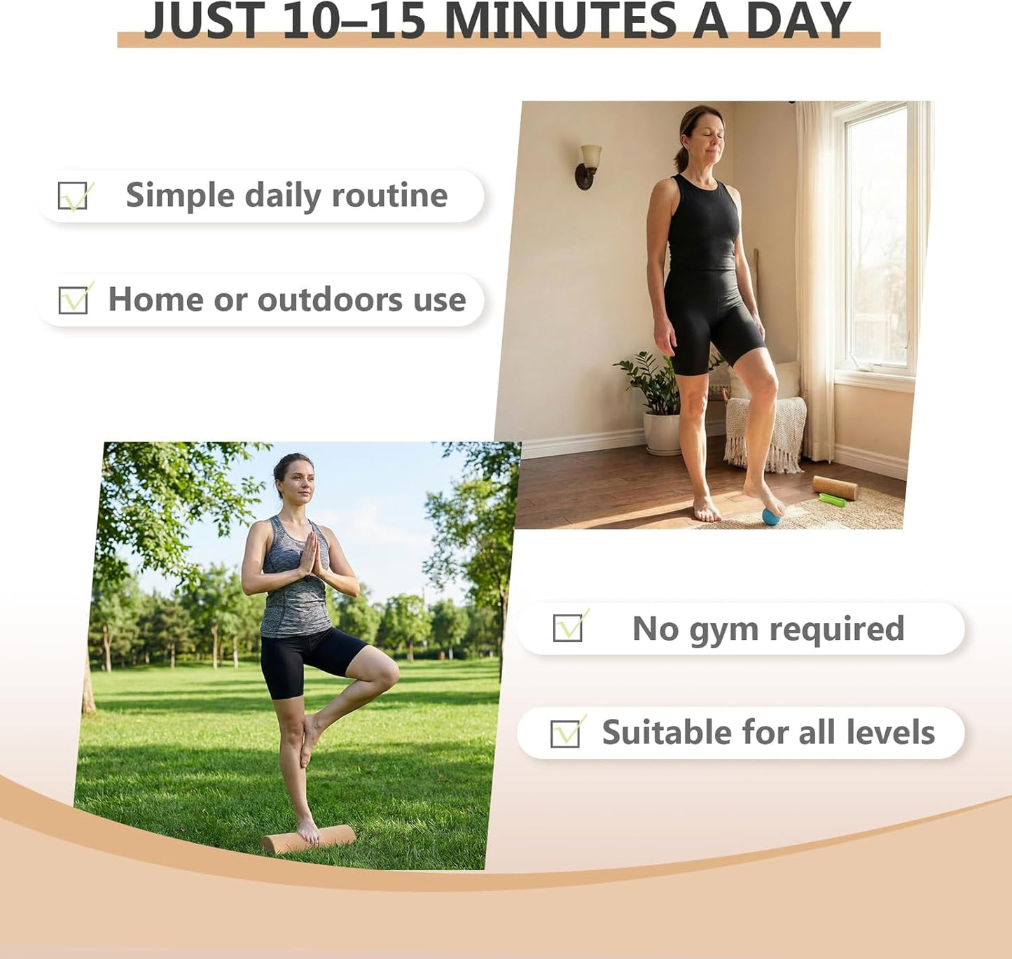 Cork Balance Board, Premium Cork 4-in-1 Foot & Ankle Strengthener Kit, Balance Trainer with Massage Roller & Ball, Toe Resistance Bands, Carrying Bag, Exercise Guide & Training Log for Mobility, Balance & Foot Function