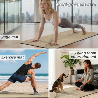 Large Yoga Mat 76"x 40"x10mm (2/5 inch) – Extra Thick & Wide, TPE Fitness Mat, Printed Non-Slip Exercise Mat with Carrying Strap for Men & Women, Pilates, Stretching, Fitness & Workout