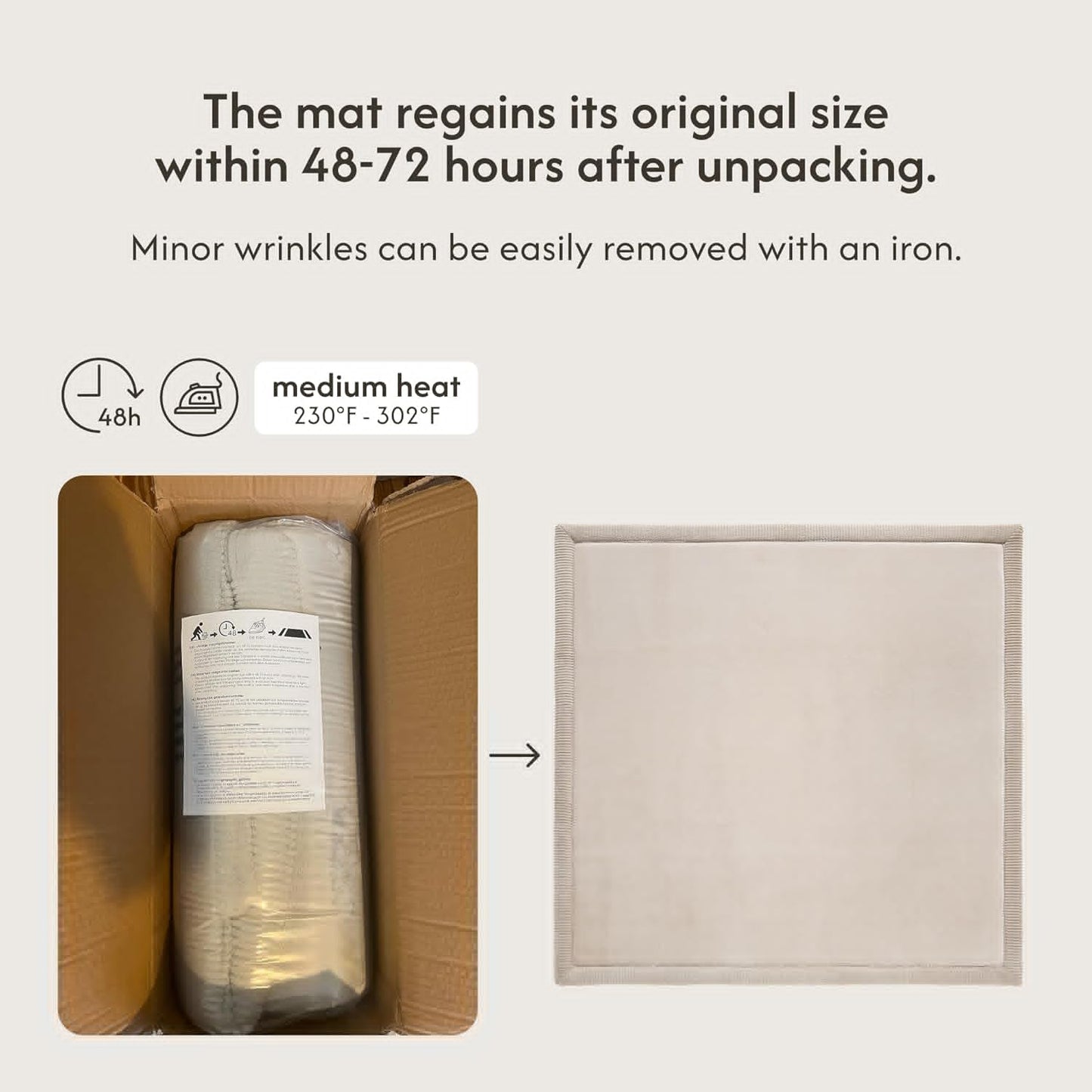 Hakuna Matte CloudSoft Mat for Floor 60" x 80" Beige – Coral Velvet Memory Foam Rug – Non-Slip, Water-Resistant