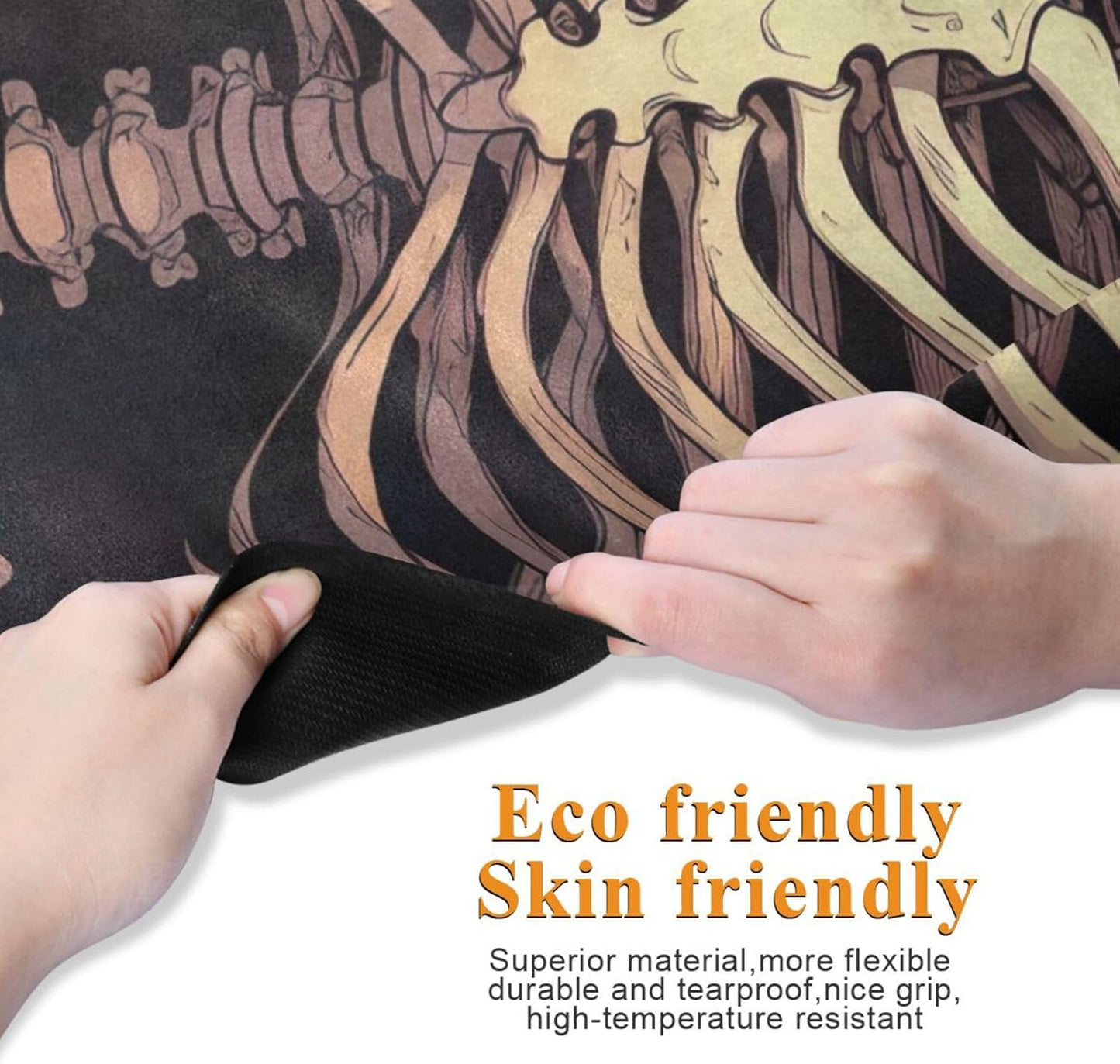 Funny Halloween Skeleton Yoga Mat, 71 x 26 Inch Non-slip Yoga Mats Folding Travel Exercise Mat Indoor Outdoor Gym Pilates with Storage Bag for Women Men