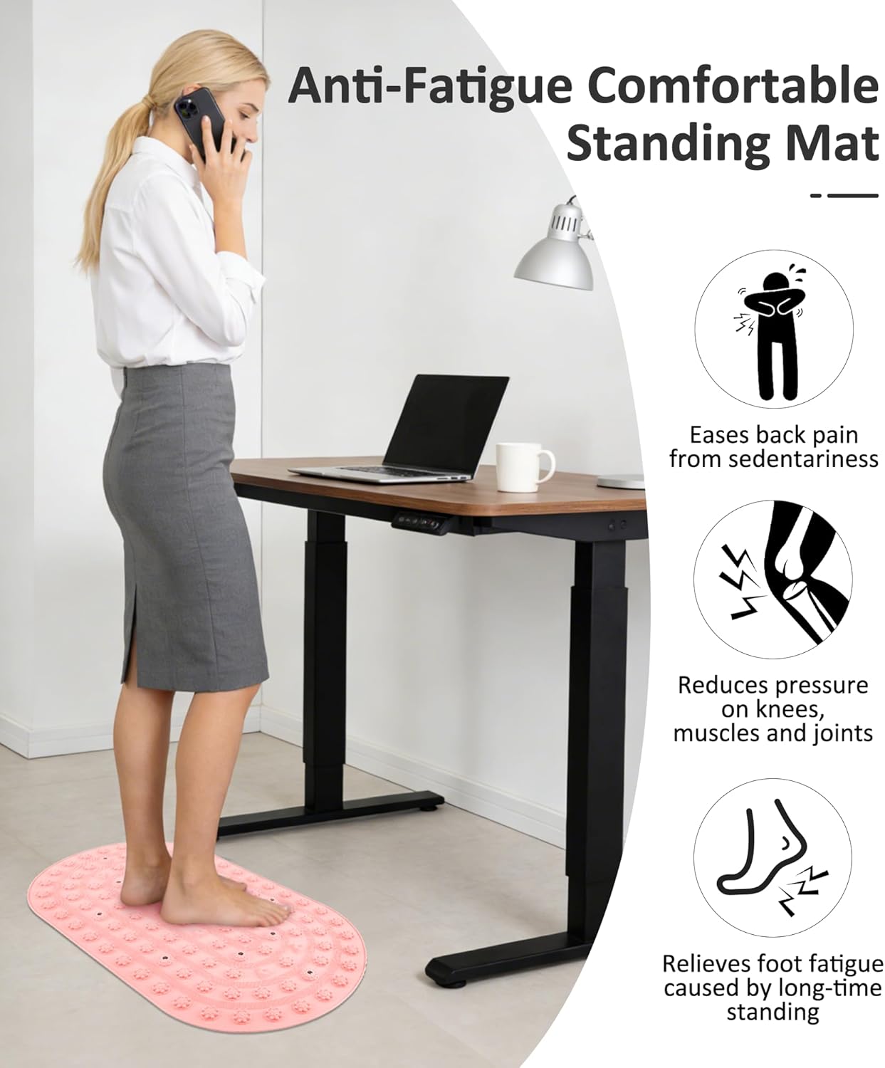 Acupressure Foot Massage Mat - Portable Foldable Foot Massager Mat for Bathroom, Yoga, Outdoor Games, Office Standing Desk Pad, Relieve Foot Pain, Anti-Slip, 30 x 18 inch (Grey)