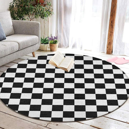 Soft Round Yoga Carpet, Large Home Decor Mat, Non-Slip Machine Washable Kitchen Office Circle Rug Compatible with Cool Norse Viking Vegvisir Runic Compass