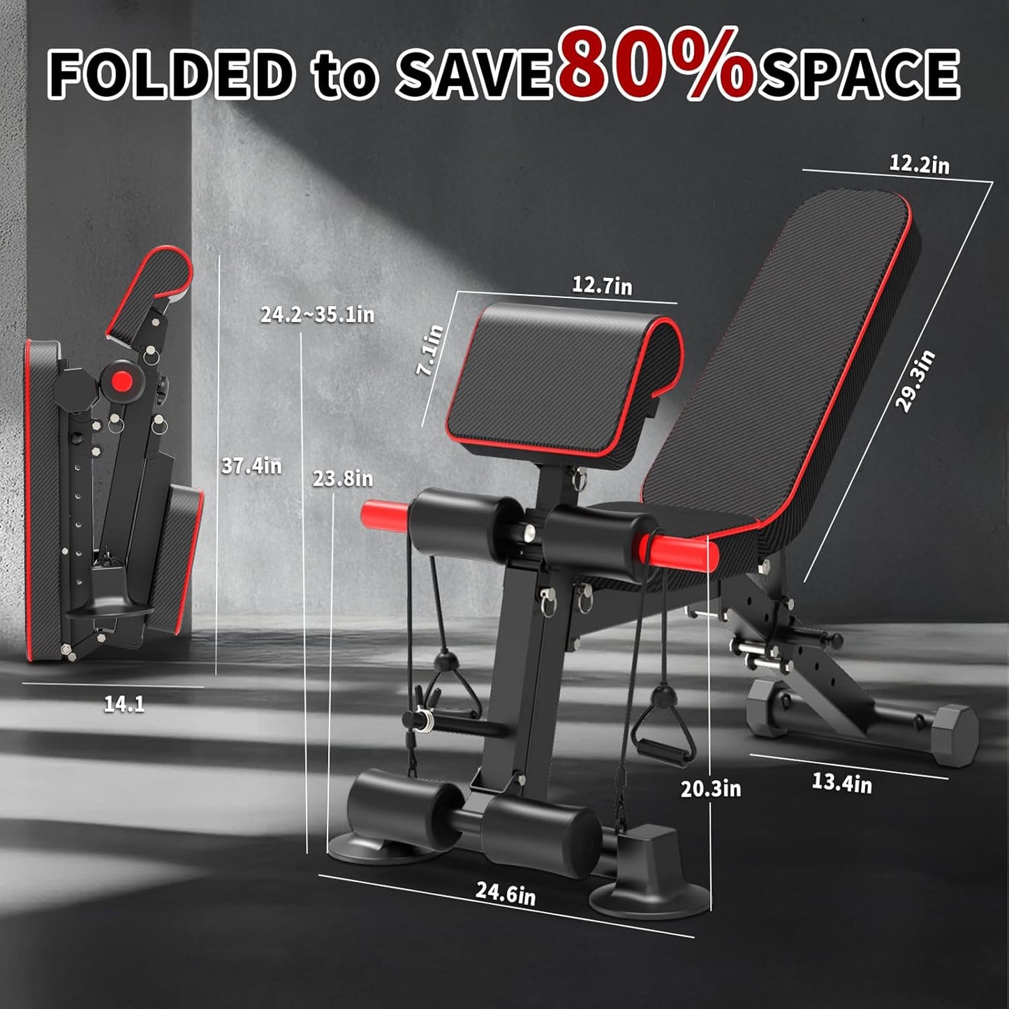 Adjustable Weight Bench - Utility workout Benches for Exercise, Free Installation Design for Portable Fitness Strength Training Equipment at Home Gym