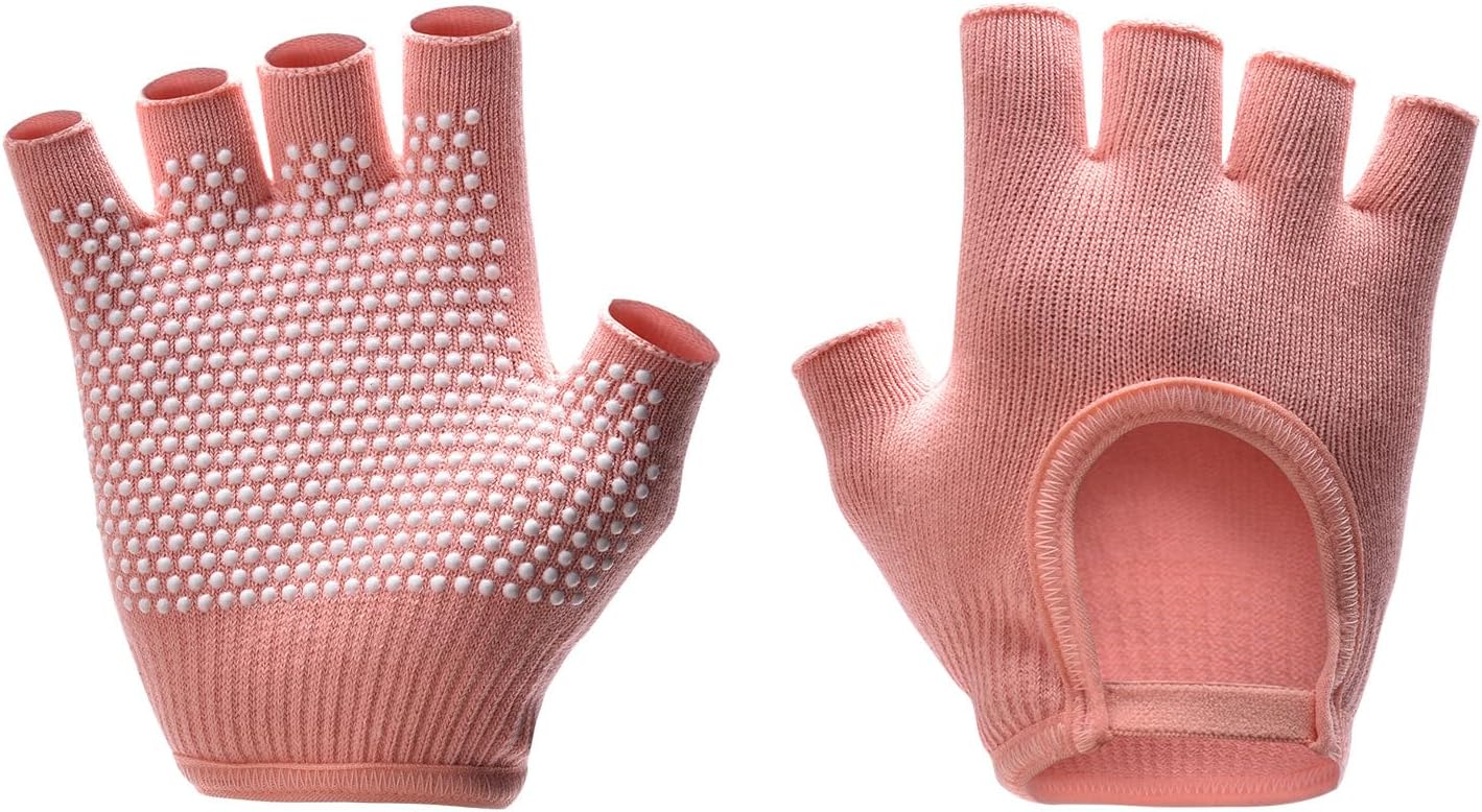 Non-Slip Fingerless Yoga Gloves – Ideal for Pilates, Barre, Air Yoga, and Fitness Workouts – Breathable Fabric with Enhanced Grip for Stability
