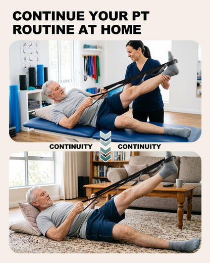 Trideer Non-Elastic Stretching Strap with Loops for Physical Therapy & Rehab, Knee Hip Leg ROM Post-Surgery, Yoga Strap for Stretching, Leg Lifter Strap Mobility Aid, Hamstring Calf Back