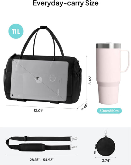 TOPEAST Small Gym Bag for Women, Mini Sports Yoga Bag Gym Tote Bag with Yoga Mat Holder, Small Sports Duffle Bag with Water Bottle Pocket & Wet Pocket for Travel Dance Workout, Black
