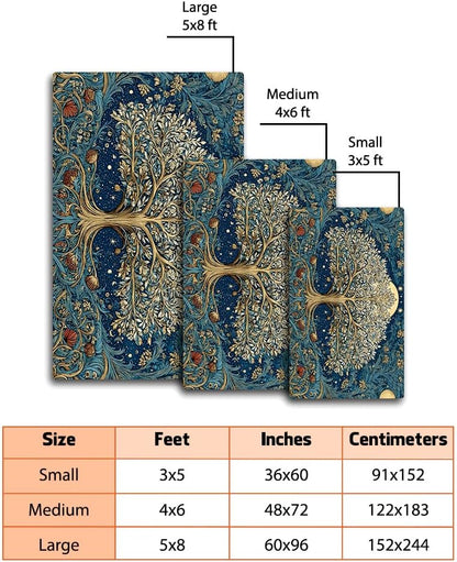 Tree of Life Area Rug – Bohemian Mandala Carpet for Living Room, Bedroom, Meditation Space, Yoga, Spiritual Home Décor – Large Soft Floor Mat for Indoor Decoration (TOL08)