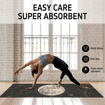 Hot Yoga Mat Towel with Corner Pockets Yoga Towels for Hot Yoga Non Slip with Travel Bag Sweat Absorbent Yoga Blankets Mat Cover for Workout Gym 70"x26" (Mountain-01, 70x26)