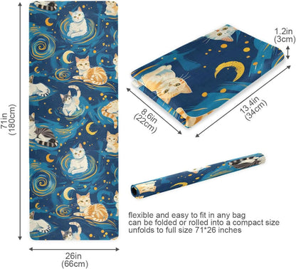 Starry Sky Cats Yoga Mat Non Slip Thick Kids Eco Friendly Rubber Workout Foldable Yoga Mat Women Exercise