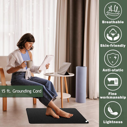 Grounding Mat,35.4x23.6 inches,Reconnect to The Earth EMF Recovery,for Foot Therapy, Universal Grounding Sleep Mat, Grounding Yoga Mat,Improve Energy,Sleep Assist and Helps with Anxiety Black