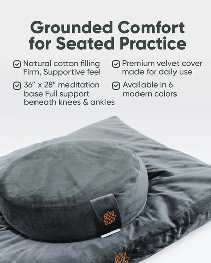 Mindful & Modern Zabuton Meditation Mat - Cotton Filled Yoga and Meditation Pad - Zabuton Meditation Cushion for Kneeling and Sitting Support - Large Rectangular Sitting Floor Pillow for Bench or Zafu