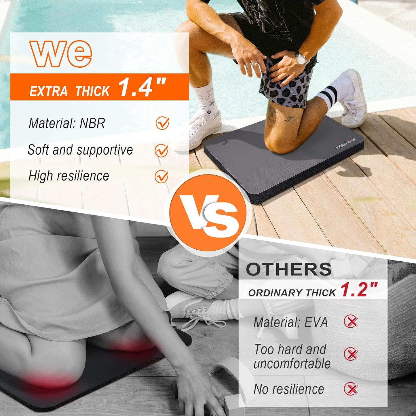 Kneeling Pad, Extra Thick Gardening Kneeling Pad for Women, Large Foam Bathtub Kneeling Pad for Bathing Baby, Waterproof Knee Pads Garden Workout Supplies, Grey