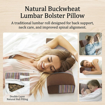 Adjustable Buckwheat Hull Pillow for Neck Pain Relief (21x8x4in) Natural Cooling Cervical Support Organic Pillow for Side & Back Sleepers with Night Sweats (Grey)