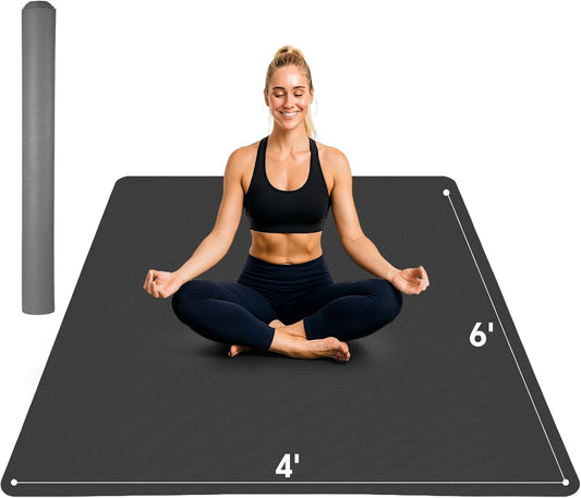 Stepwaver Extra Large Yoga Mat 6'x4'(1/3" & 1/4" Thick), Non-Slip, Ultra Durable, Wide Workout Mat, Wide Exercise Mats for Home Workouts, Yoga, Pilates, Stretching (Barefoot Exercise)
