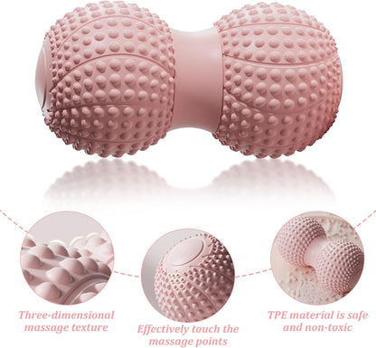 Peanut Massage Ball for Deep Tissue, Trigger Point Therapy, Myofascial Release – Double Lacrosse Foam Roller for Back, Neck, Foot, Muscle Relief, Yoga & Physical Recovery (Pink)