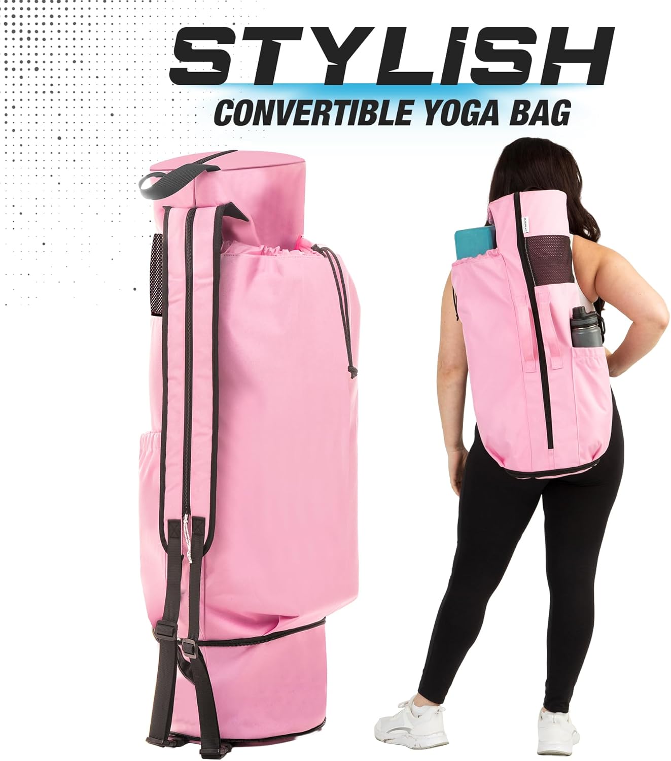 MAGNILAY Yoga Mat Bag - for Women and Men, Yoga Bag with Pockets and Adjustable Strap, Yoga Mat Carrier, Fits Mats Blocks and Yoga Accessories for Workouts, (32" L)